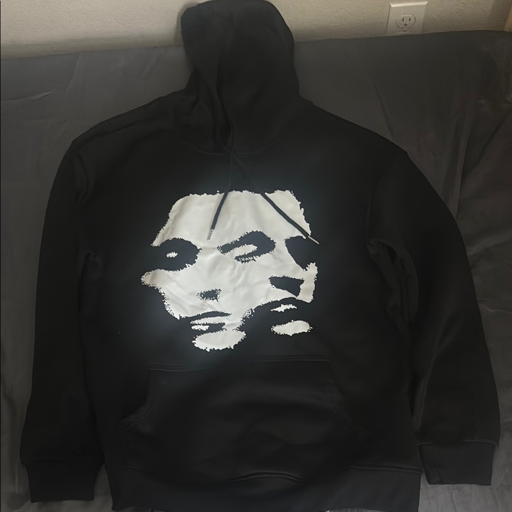 Black Hoodie with White Face Design